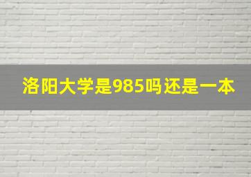 洛阳大学是985吗还是一本