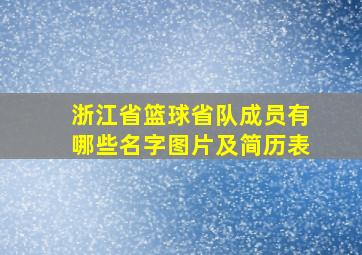 浙江省篮球省队成员有哪些名字图片及简历表