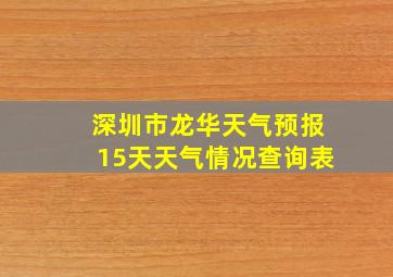 深圳市龙华天气预报15天天气情况查询表