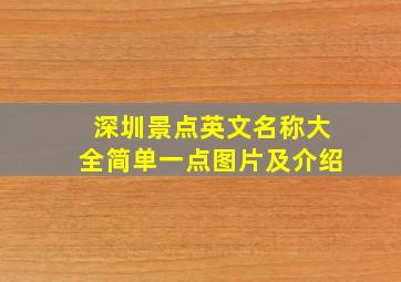 深圳景点英文名称大全简单一点图片及介绍