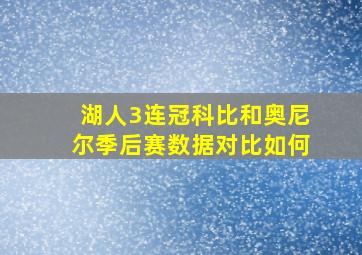 湖人3连冠科比和奥尼尔季后赛数据对比如何