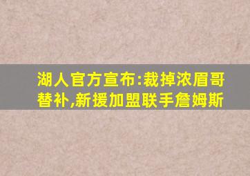 湖人官方宣布:裁掉浓眉哥替补,新援加盟联手詹姆斯