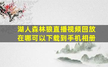 湖人森林狼直播视频回放在哪可以下载到手机相册