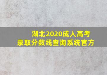 湖北2020成人高考录取分数线查询系统官方