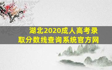 湖北2020成人高考录取分数线查询系统官方网