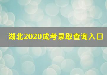 湖北2020成考录取查询入口