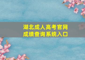 湖北成人高考官网成绩查询系统入口