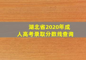 湖北省2020年成人高考录取分数线查询