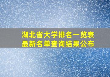 湖北省大学排名一览表最新名单查询结果公布