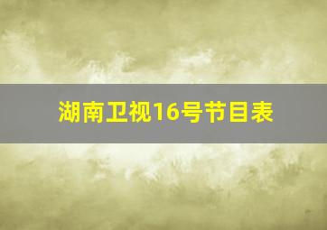 湖南卫视16号节目表