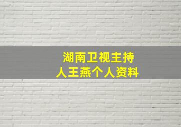 湖南卫视主持人王燕个人资料