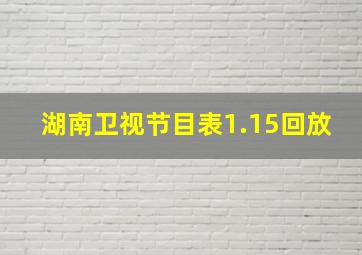 湖南卫视节目表1.15回放