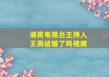 湖南电视台主持人王燕结婚了吗视频