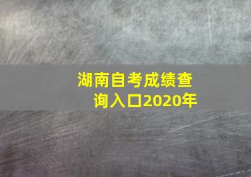 湖南自考成绩查询入口2020年