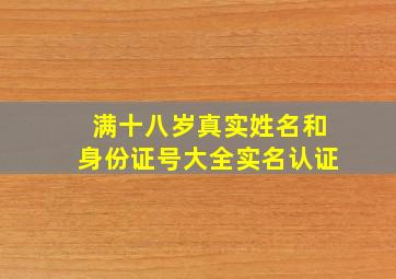 满十八岁真实姓名和身份证号大全实名认证