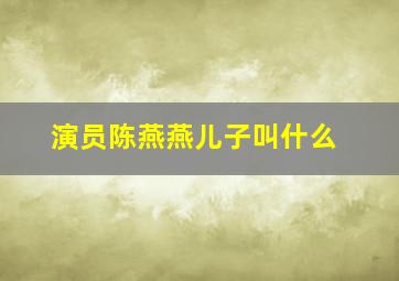 演员陈燕燕儿子叫什么