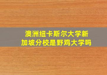 澳洲纽卡斯尔大学新加坡分校是野鸡大学吗