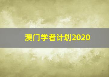 澳门学者计划2020