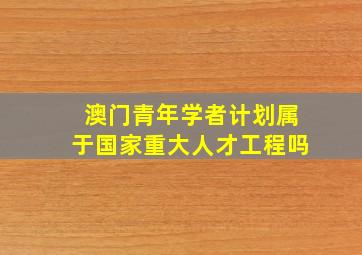 澳门青年学者计划属于国家重大人才工程吗