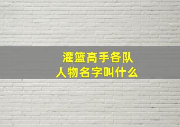 灌篮高手各队人物名字叫什么