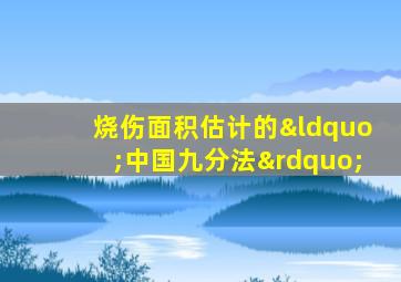 烧伤面积估计的“中国九分法”