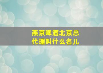 燕京啤酒北京总代理叫什么名儿