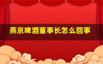 燕京啤酒董事长怎么回事