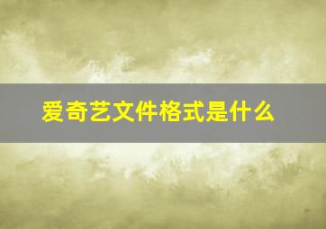 爱奇艺文件格式是什么