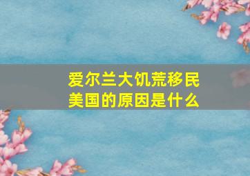 爱尔兰大饥荒移民美国的原因是什么