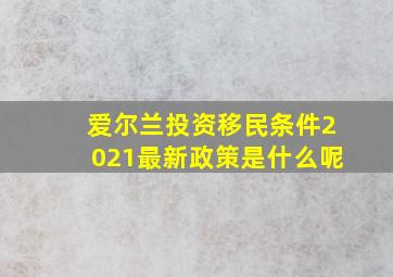 爱尔兰投资移民条件2021最新政策是什么呢