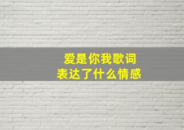 爱是你我歌词表达了什么情感