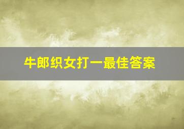 牛郎织女打一最佳答案