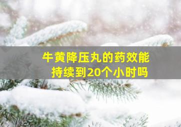 牛黄降压丸的药效能持续到20个小时吗