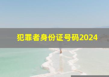 犯罪者身份证号码2024