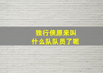 独行侠原来叫什么队队员了呢