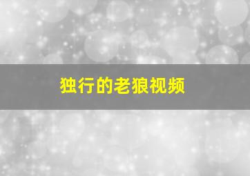 独行的老狼视频