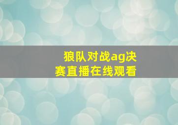 狼队对战ag决赛直播在线观看