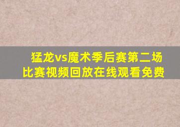 猛龙vs魔术季后赛第二场比赛视频回放在线观看免费