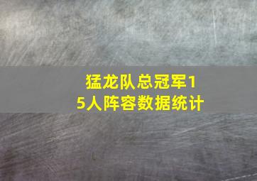 猛龙队总冠军15人阵容数据统计