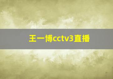 王一博cctv3直播