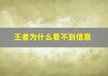 王者为什么看不到信息