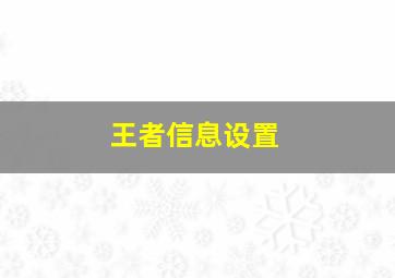 王者信息设置