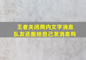 王者关闭局内文字消息队友还能给自己发消息吗