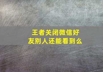 王者关闭微信好友别人还能看到么