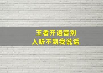 王者开语音别人听不到我说话