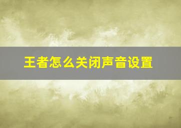 王者怎么关闭声音设置