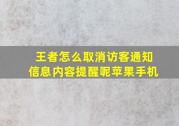 王者怎么取消访客通知信息内容提醒呢苹果手机