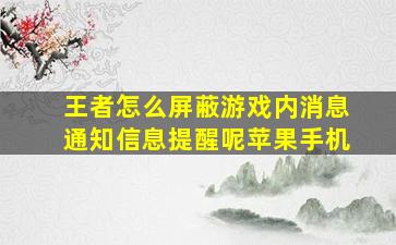 王者怎么屏蔽游戏内消息通知信息提醒呢苹果手机