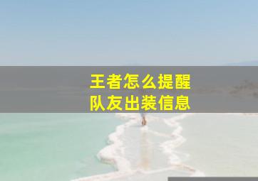 王者怎么提醒队友出装信息