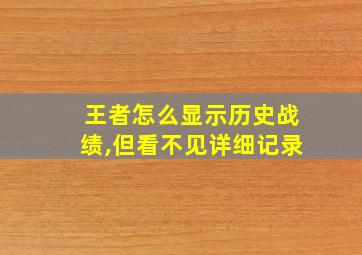 王者怎么显示历史战绩,但看不见详细记录